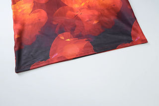 U neck print backless cami maxi dress