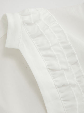 Cotton-blend V-neck Lettuce Trim Short Sleeve Blouse
