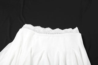 Lace hem A line mesh solid mini skirt