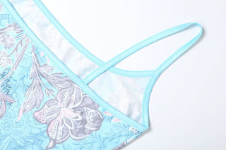 Flower print u neck backless cami maxi dress