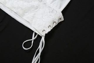 Halter self tie lace v neck backless top