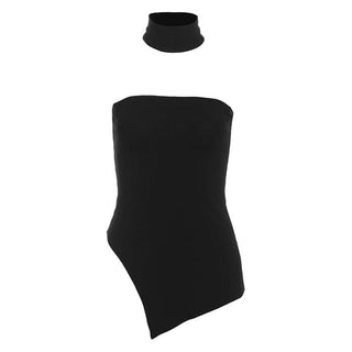 Irregular solid backless tube top