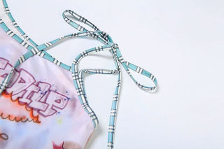 Irregular self tie print contrast top