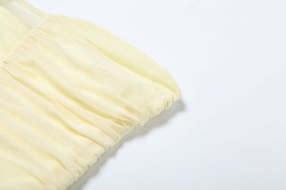 Ruched flower applique backless tube mini dress