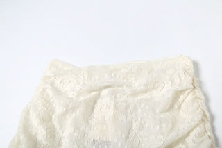 Irregular ruched zip-up solid midi skirt