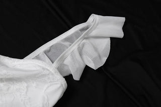 Ruffle flower applique lace v neck top