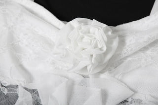 Ruffle flower applique lace v neck top