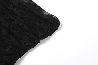 Ruched irregular lace backless tube top