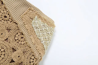 Irregular hollow out patchwork cut out mini skirt