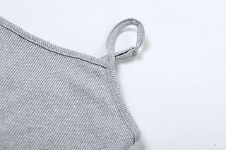 U neck ribbed solid backless cami maxi dress