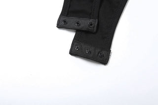 U neck letter print button tank bodysuit