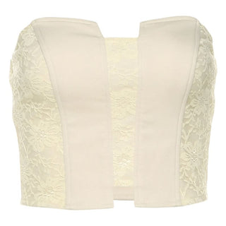 Notch neck lace backless solid tube top