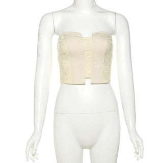 Notch neck lace backless solid tube top