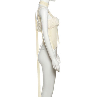 Ruched irregular square neck solid tank top