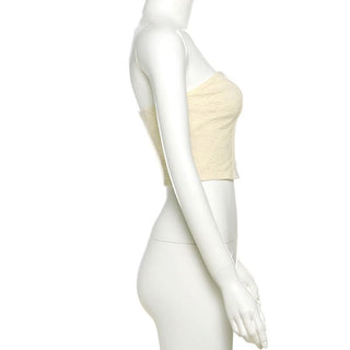 Notch neck lace backless solid tube top