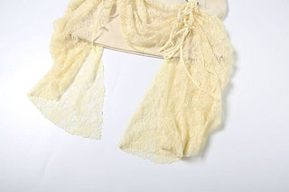 Lace up ruched lace irregular A line mini skirt