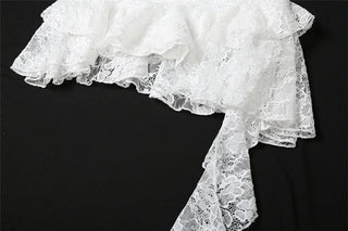 Lace ruched irregular A line mini skirt