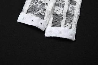 Off shoulder ruched lace button solid bodysuit