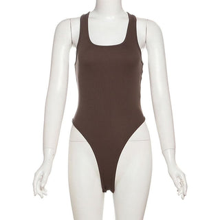 Button u neck solid tank bodysuit