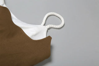 Ruched drawstring u neck cami mini dress