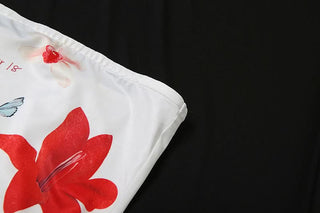 Flower print backless contrast tube top