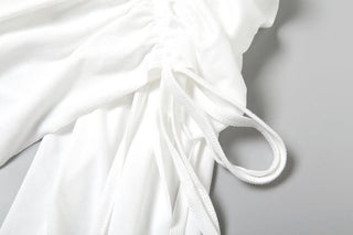 Ruched drawstring u neck cami mini dress