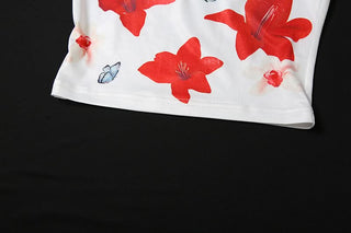 Flower print backless contrast tube top