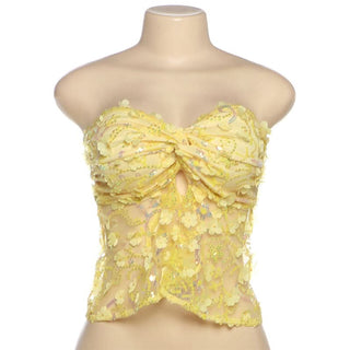 Glitter flower applique backless tube top