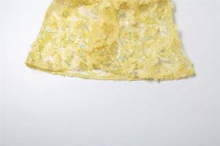 Glitter flower applique backless tube top