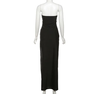 Sweetheart neck hollow out ruched tube cut out maxi dress