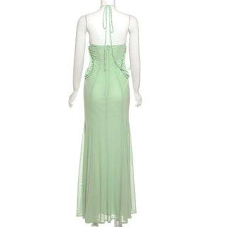 Hollow out halter zip-up butterfly applique cut out maxi dress