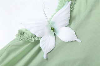 Hollow out halter zip-up butterfly applique cut out maxi dress