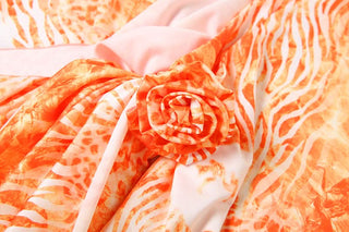 Irregular hollow out print one shoulder cut out mini dress