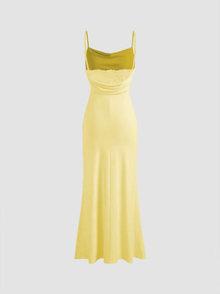 Cowl Neck Ruched Backless Maxi Dress