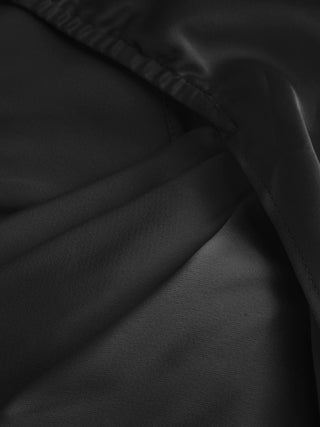 Satin Cowl Neck Solid Ruffle Hem Maxi Dress