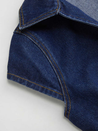 Denim Polo Neck Zip Through Blouse
