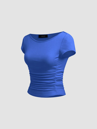 Boat Neck Ruched Tee