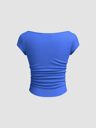 Boat Neck Ruched Tee