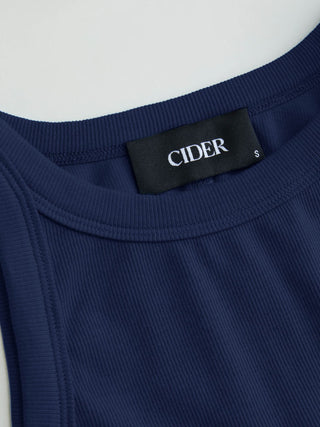 Cotton-blend Round Neckline Solid Tank Top