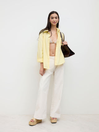 Cotton Collar Solid Long Sleeve Shirt