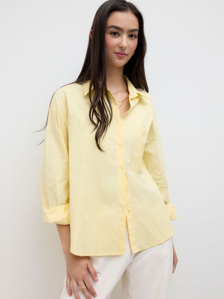 Cotton Collar Solid Long Sleeve Shirt