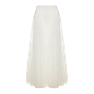 Mesh ruched solid maxi skirt