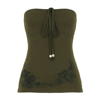 Flower print self tie tube top