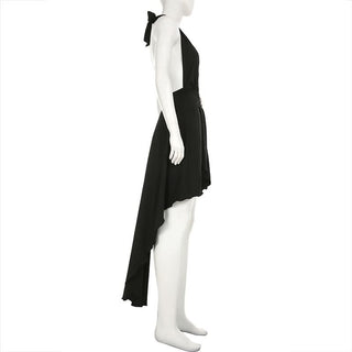Backless self tie irregular solid maxi dress