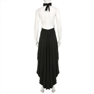 Backless self tie irregular solid maxi dress
