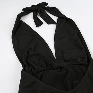 Backless self tie irregular solid maxi dress