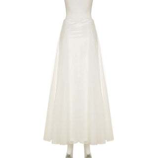 Mesh ruched solid maxi skirt