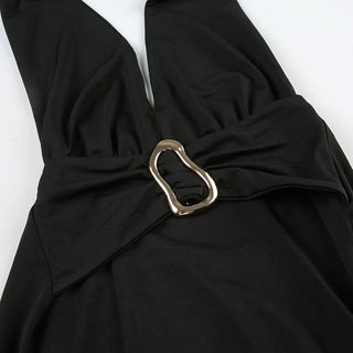 Backless self tie irregular solid maxi dress