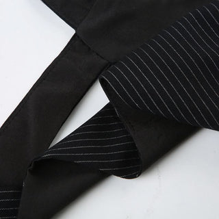 V neck button striped print buckle top