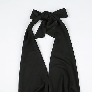 Backless self tie irregular solid maxi dress
